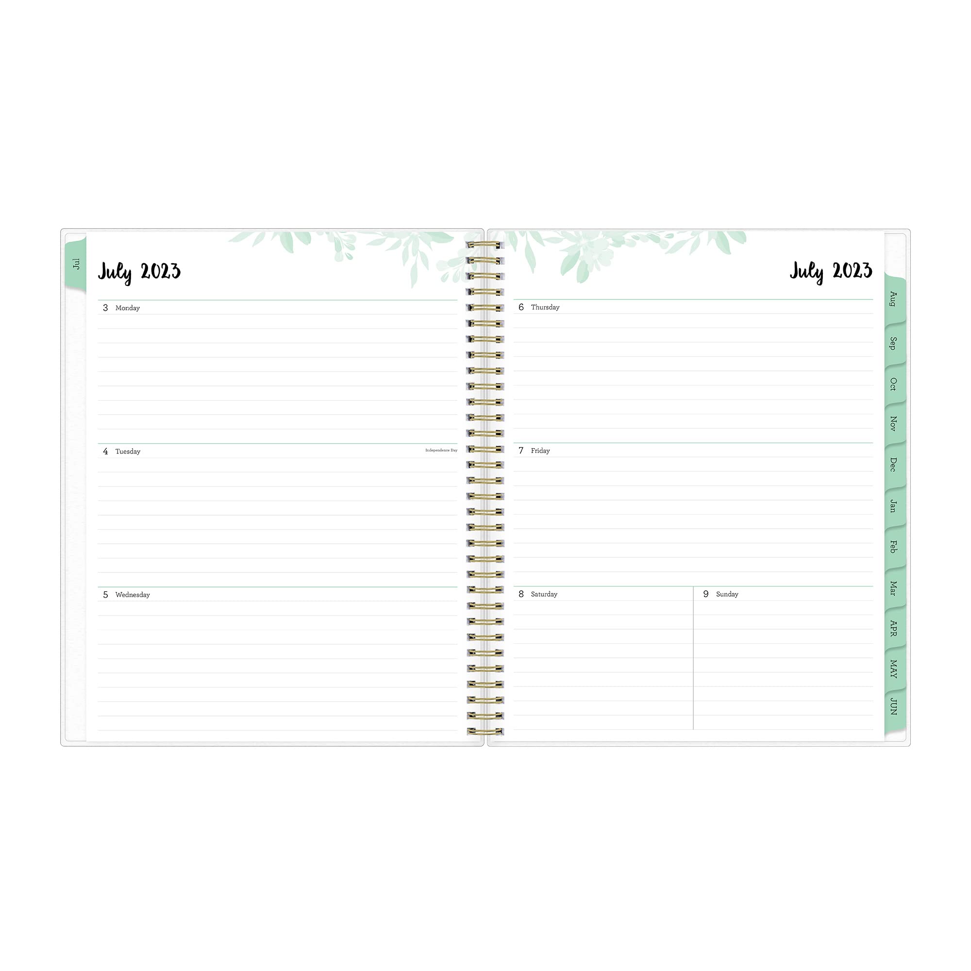 2023-2024 Blue Sky™ Laurel Frosted Polypropylene Weekly/Monthly Academic Planner, 8-1/2" x 11", Mint Green, July 2023 to