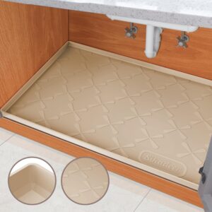 sikadeer under sink mat for kitchen waterproof, 37" x 22" silicone cabinet liner mat for bathroom under sink organizer with raised edge protector for drips leaks spills tray