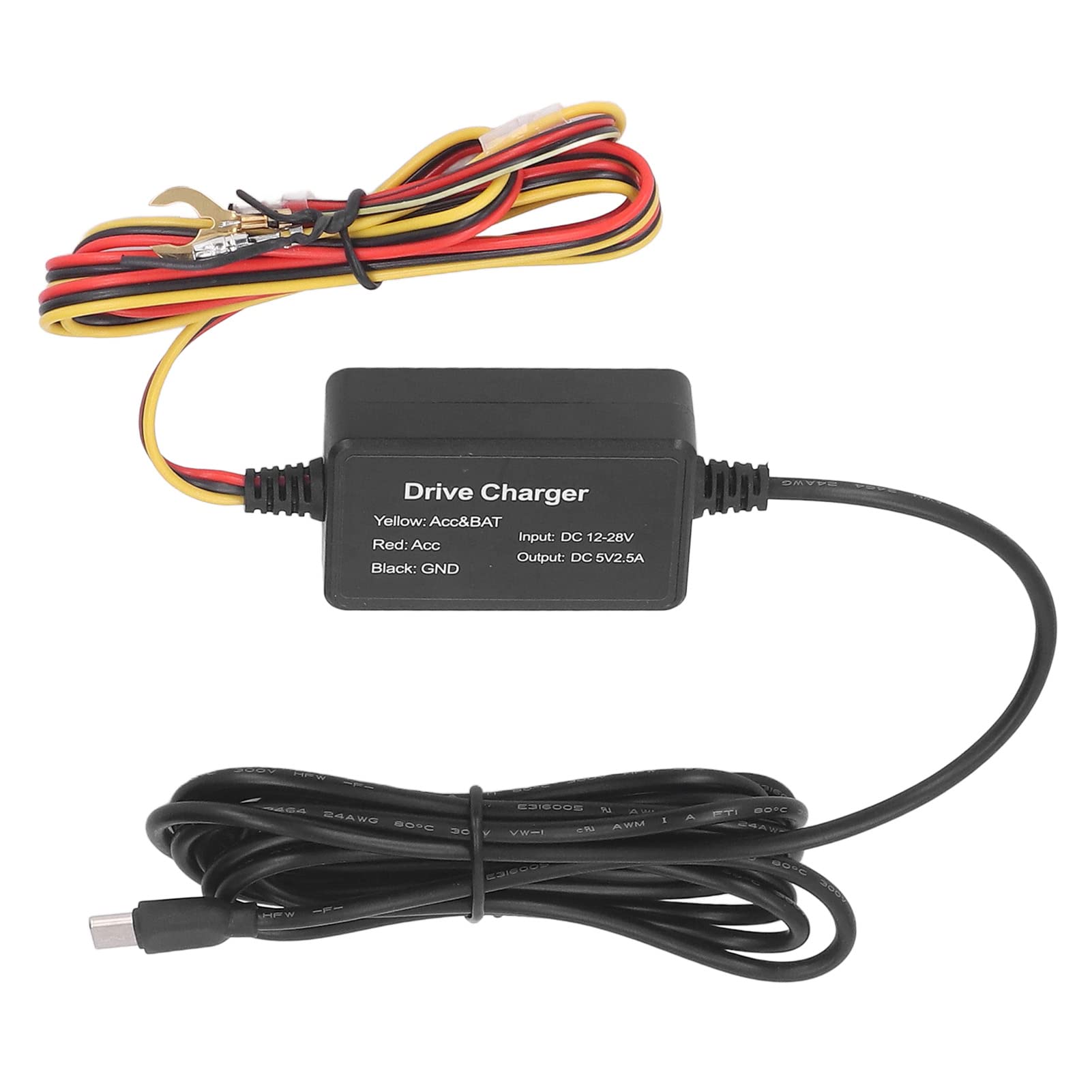 Dash Cam Hardwire Kit, Type C Micro USB Mini USB for Mirror Cam GPS Navigator Radar Detector 12‑30V (Type C)