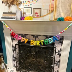 Meygajoe Pre-Strung Happy Birthday Banner - Felt Ball Garland - HAPPY BIRTHDAY Garland, Rainbow Birthday Decorations, Personalized Happy Birthday Sign for Birthday Decor, Party Decor, Photo Prop