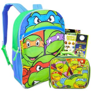 teenage mutant ninja turtles backpack with lunch box - bundle with 16” tmnt backpack, lunch bag, stickers, more | tmnt backpack for kids