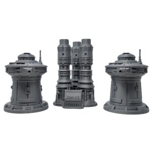 tabletop terrain turrets + generator massa'dun by war scenery for star wars legion and sci-fi wargames and rpgs 28mm 35mm 1:47