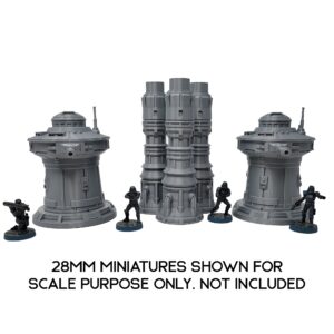 Tabletop Terrain Turrets + Generator Massa'Dun by War Scenery for Star Wars Legion and Sci-Fi Wargames and RPGs 28mm 35mm 1:47