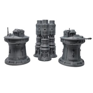 Tabletop Terrain Turrets + Generator Massa'Dun by War Scenery for Star Wars Legion and Sci-Fi Wargames and RPGs 28mm 35mm 1:47