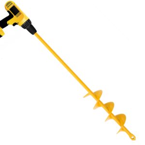 nafogar garden auger drill bit for planting - 2"(d) x14.5"(l) - post hole digger drill auger for gardening bulbs, flowers, and bedding plant - made to fit in any 3/8 hex drill (yellow)