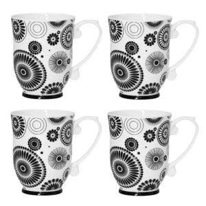 qoutique bone china coffee mugs - 20 ounce - set of 4, cups for latte, hot tea, cappuccino, mocha, cocoa, mug set, large coffee mug, white