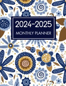 2024-2025 monthly planner pro: 8.5x11" large size monthly life planner to increase productivity, time management and hit your goals (blue floral design)