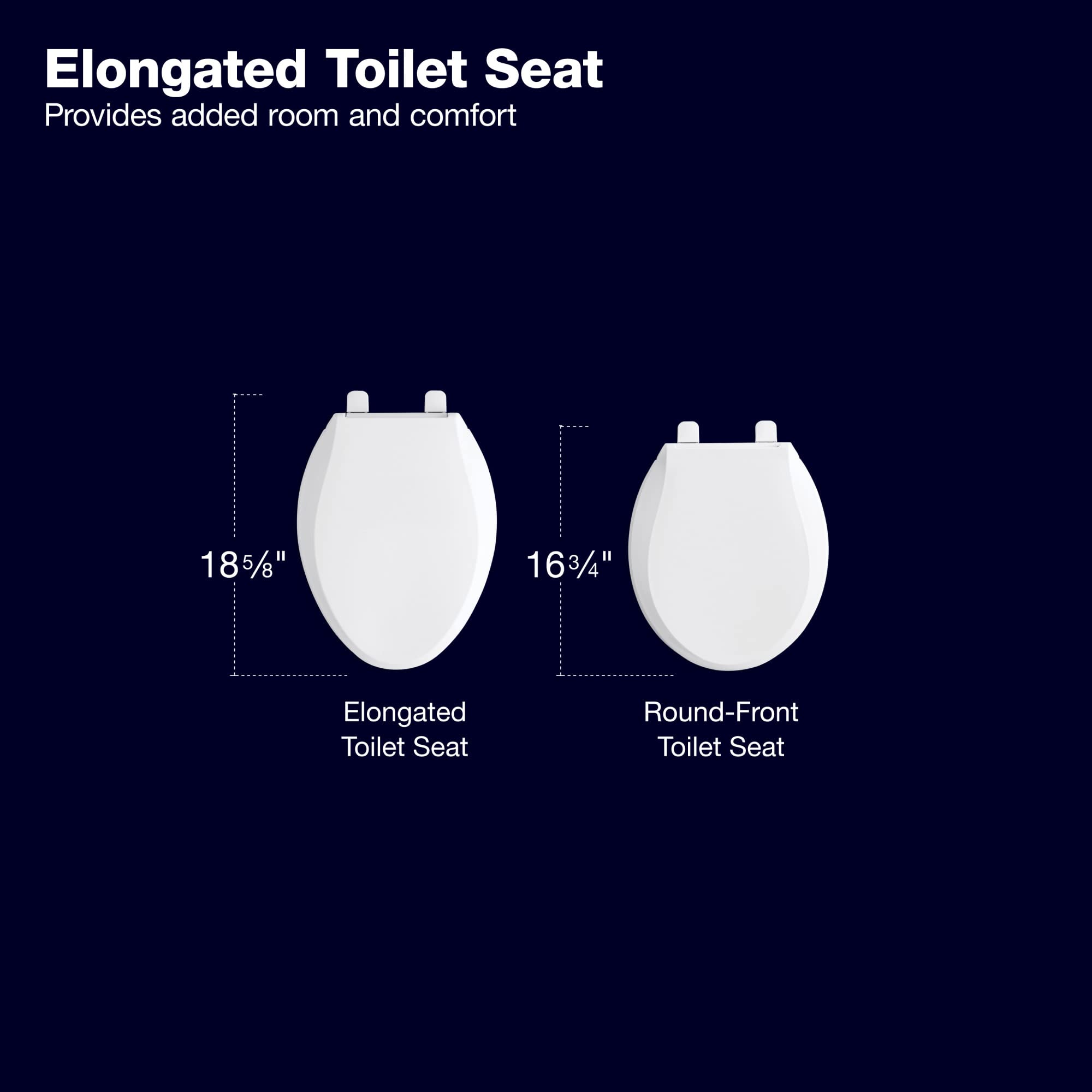 KOHLER K-26801-0 Impro ReadyLatch Quiet Close Elongated-Front Toilet Seat, Elongated Toilet Seat, Soft Close Toilet Seat, White