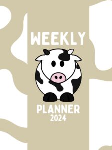 weekly cow planner 2024: large one year monthly planner from january 2024 to december 2024 (12 months) with federal holidays | monthly weekly agenda & schedule organizer | planner for cows lovers