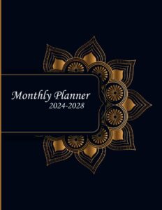 monthly planner 2024-2028 five years: a modern mandala cover, 60 months of monthly calendars, and yearly planners