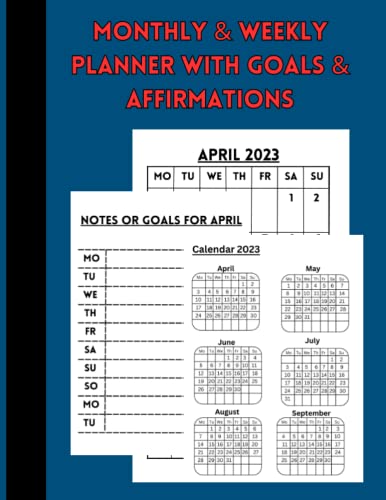 Monthly Planner 2023: Monthly & Weekly Planner for 2023 April - December & 2024 January - February, 8.5x11,45 Pages