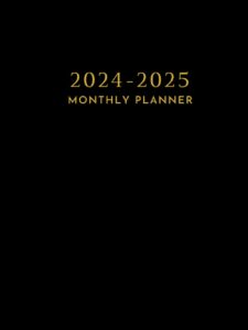 2024-2025 monthly planner hardcover: 2 year monthly planner calendar agenda organizer diary | two year 24 months schedule with password log, contact names and notebook | black cover