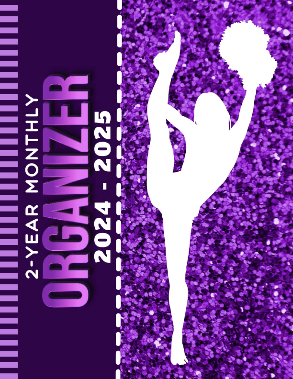 2-Year Monthly Organizer 2024-2025: 8.5x11 Large Dated Monthly Schedule With 100 Blank College-Ruled Paper Combo / 24-Month Life Organizing Gift / Purple White Cheerleader Cheer Art Cover