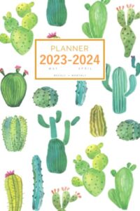 planner 2023-2024: 6x9 weekly and monthly organizer from may 2023 to april 2024 | cactus flower bird design white