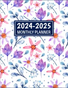 2024-2025 monthly planner: simple 2 years schedule organizer from january 2024 to december 2025 (pretty floral cover)