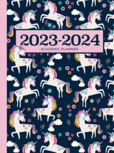 academic planner 2023-2024 large | magical unicorns: july - june | weekly & monthly | us federal holidays and moon phases