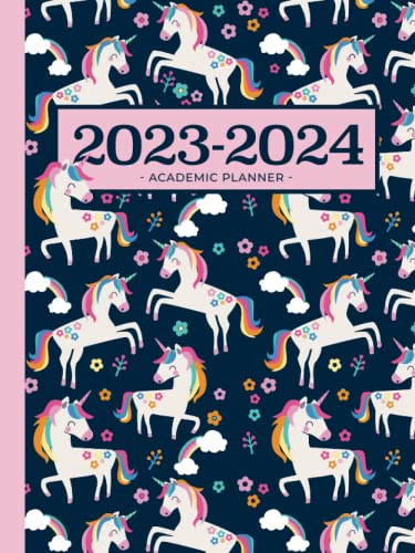 Academic Planner 2023-2024 Large | Magical Unicorns: July - June | Weekly & Monthly | US Federal Holidays and Moon Phases