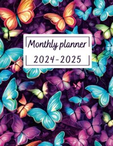 monthly planner 2024-2025: two year monthly planner (january 2024 to december 2025), monthly calendar and organizer with federal holidays & inspirational quotes (cute butterfly cover)
