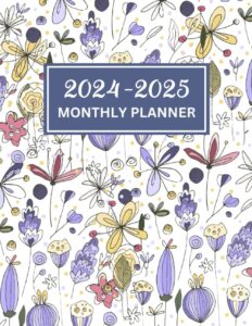 2024-2025 monthly planner: large 2 year monthly planner calendar schedule organizer, 24 months from january 2024 to december 2025 with federal holidays, flowers cover design