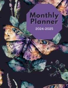 2024 2025 planner / monthly planner / two year calendar / flowers / butterfly: 2024-2025 monthly planner : 2 year schedule organizer from january 2024 ... 2025 with holidays, notes, goals, to do list