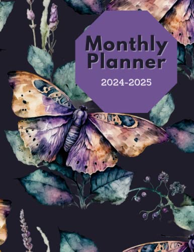 2024 2025 planner / Monthly Planner / two year calendar / flowers / butterfly: 2024-2025 Monthly Planner : 2 Year Schedule Organizer From January 2024 ... 2025 With Holidays, Notes, Goals, To Do list