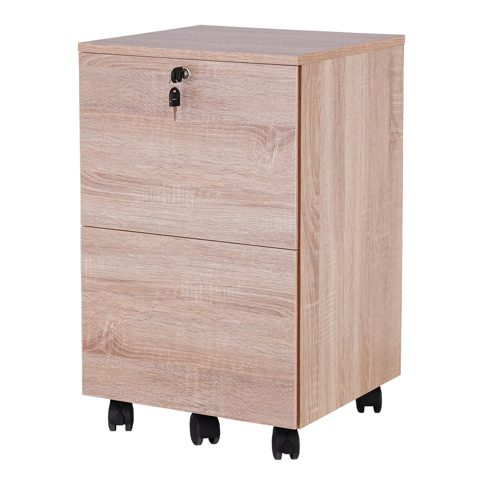 TOPSKY 2 Drawers Wood Mobile File Cabinet for Letter Size Files Fully Assembled Except Casters (Rustic Brown)