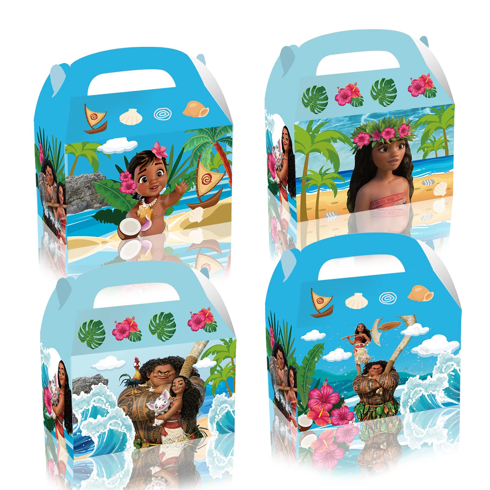 DAGORD 12Pcs Moana Princess Birthday Party Supplies Kids Party Treat Boxes Candy Gift Bags Party Favors for Moana Princess Theme Party Decorations School Classroom Rewards Prizes