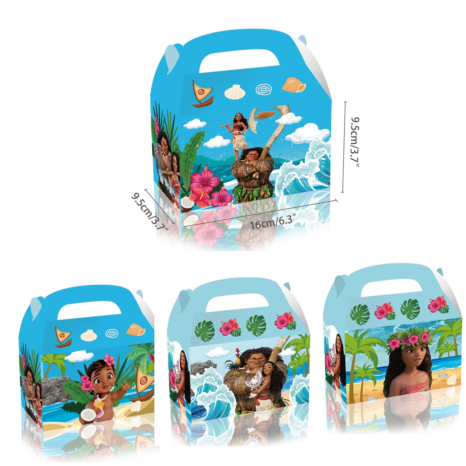 DAGORD 12Pcs Moana Princess Birthday Party Supplies Kids Party Treat Boxes Candy Gift Bags Party Favors for Moana Princess Theme Party Decorations School Classroom Rewards Prizes