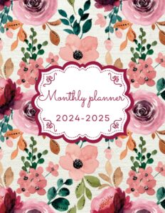 monthly planner 2024-2025: two year monthly planner (january 2024 to december 2025), monthly calendar and organizer with federal holidays & inspirational quotes (pretty flower cover)