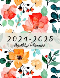 2024-2025 monthly planner: large 2 year monthly schedule organizer from january 2024 to december 2025 with holidays and motivational quotes | calendar planner with watercolor flower design cover