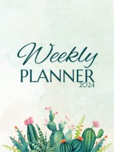 weekly cactus planner 2024: large one year monthly planner from january 2024 to december 2024 (12 months) with federal holidays | monthly weekly agenda & schedule organizer |