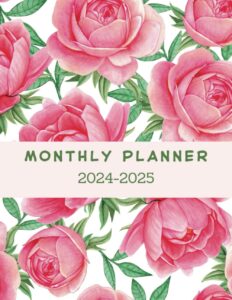 2024-2025 monthly planner: large two year monthly planner calendar schedule organizer , with federal holidays and inspirational quotes (24 months) , ... to december 2025) pretty pink floral cover