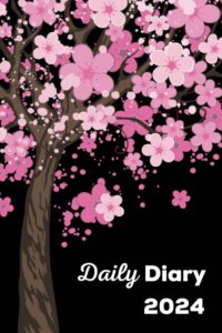 daily diary 2024: 2024 daily diary one page per day. one year 366 days fully lined and dated journal with beautiful cherry tree cover.