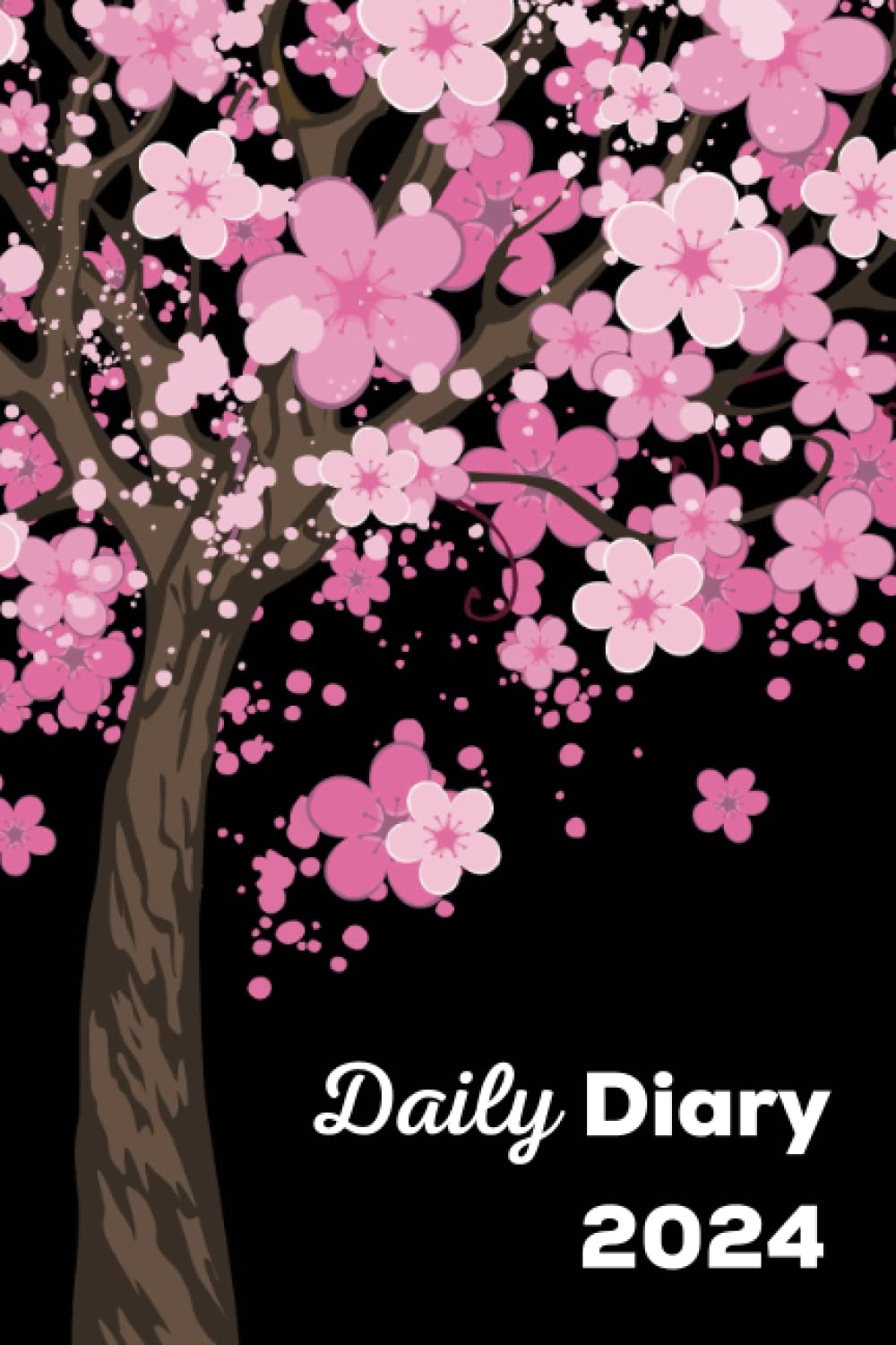 Daily Diary 2024: 2024 Daily Diary One Page Per Day. One Year 366 Days Fully Lined and Dated Journal with Beautiful Cherry Tree Cover.