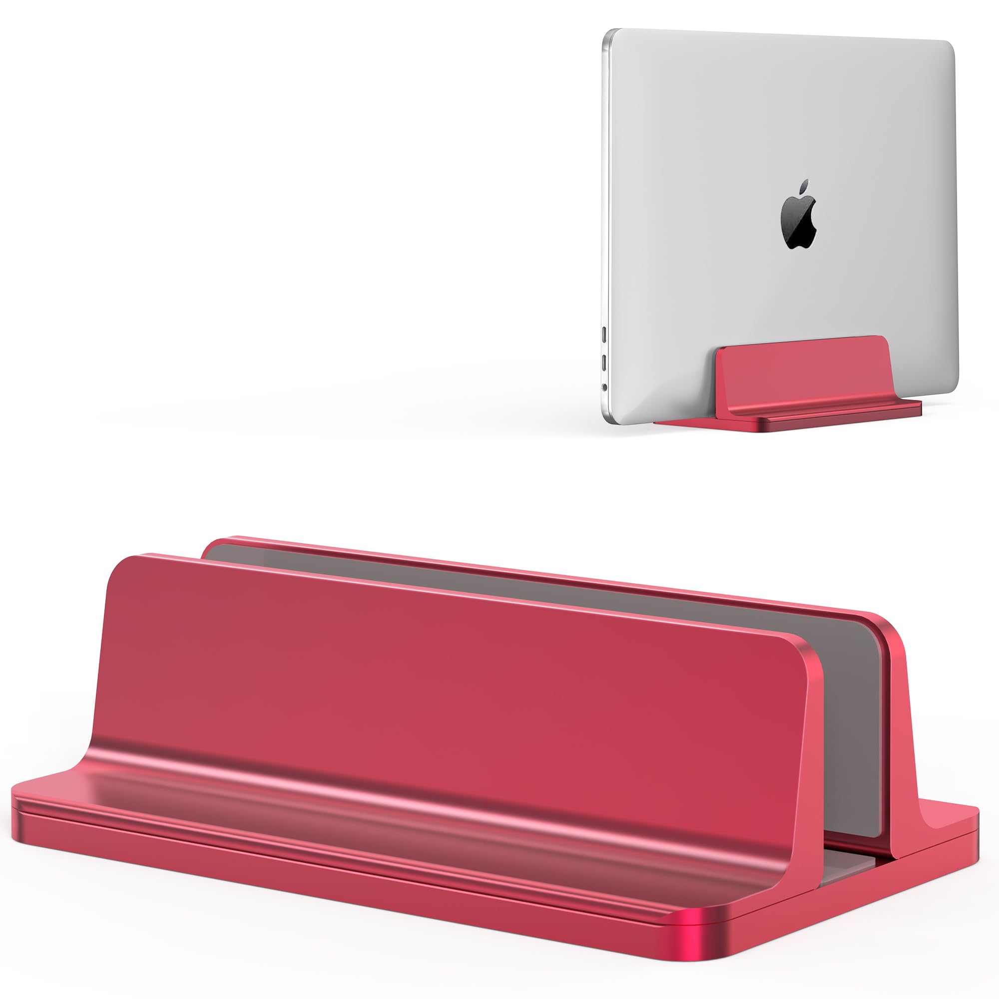 Elevate Your Workspace with Vertical Laptop Stand Holder - Adjustable Dock Size Fits All MacBook,Surface,Chromebook and Gaming Laptops (Up to 17.3 inches)-Space-Saving Design in Sleek Red Aluminum