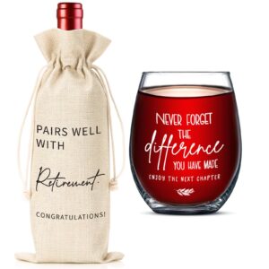 yueyuqiu retirement gifts for women men, retirement gifts for her him friends colleague teachers boss retirement wine bag glass, pairs well with retirement