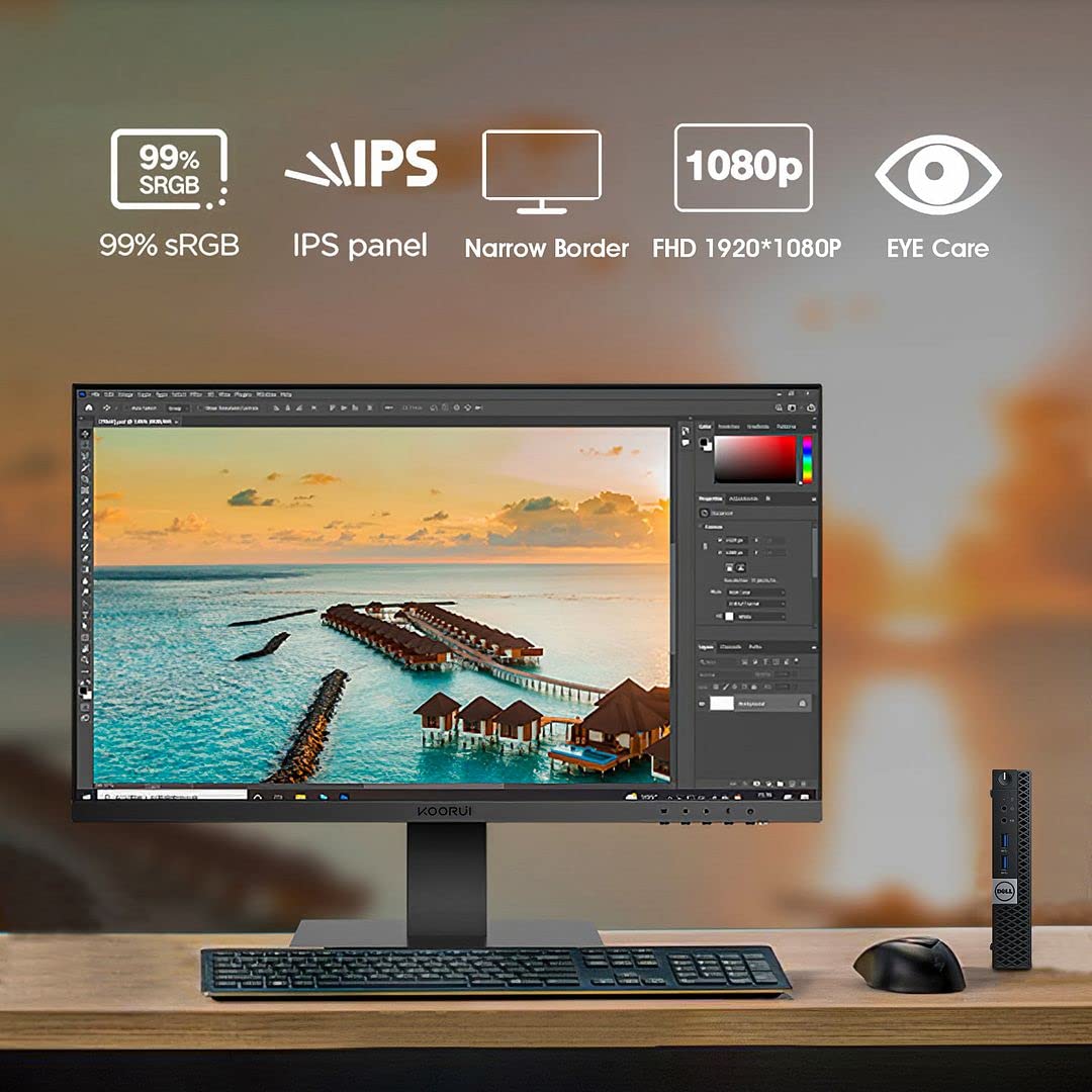 Dell Mini PC OptiPlex 7040 Desktop Computers with Dual 24 inch KOORUI Monitor,Micro PC, Intel i7-6700T 32GB Ram 1TB M.2 NVMe SSD,AX210 Built-in WiFi 6e & Bluetooth 5.2, HDMI, Windows 10 Pro (Renewed)
