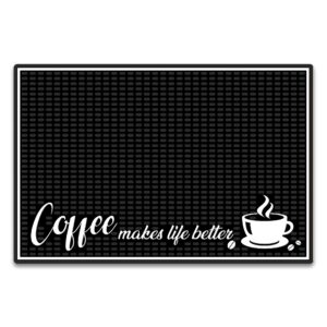 dozarmota coffee bar mat for spill-proof, dish drying mat, coffee bar accessories for coffee station, self serve coffee maker decor mat, bars rubber backed non-slip pot mat 18x12 inch
