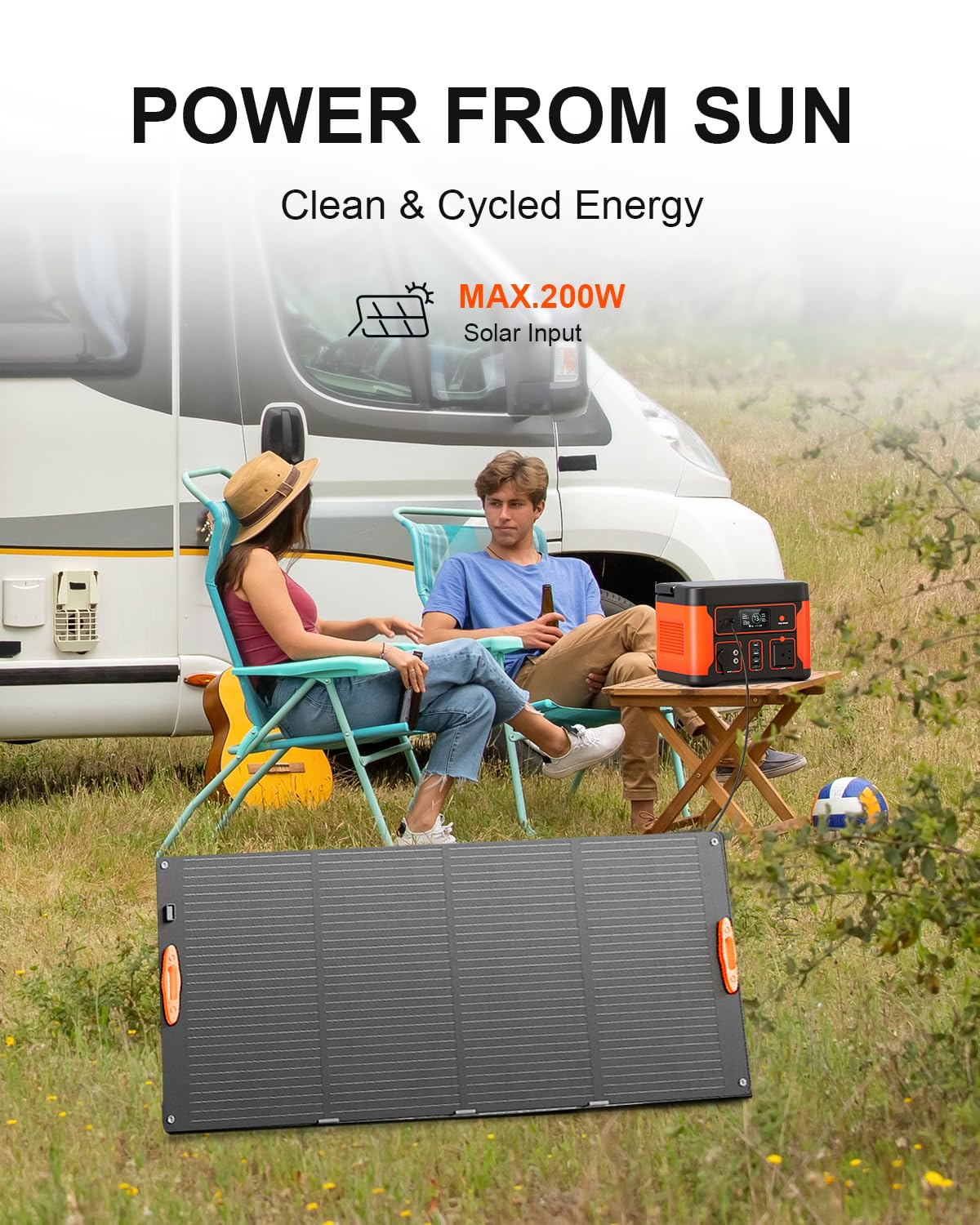 Portable Power Station 600W(Peak 1200W), Tiexei Solar Generator Backup 550Wh LiFePO4 Battery Pack with 110V AC Outlet, Pure Sine Wave Powerhouse with LED Light for RV Camping Fishing Home Emergency