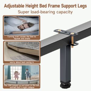 4 Pcs Adjustable Height Center Support Leg For Bed Frame, Bed Slat Support Legs for Metal/Wooden Bed Frame, Heavy Duty Support Feet For Bed Frame Replacement, Bed Slat Reinforcement Kit (5.9" to 8.6")