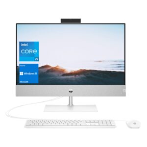 hp pavilion all-in-one desktop, 23.8" fhd display, intel core i5-12400t, 16gb ram, 1tb pcie ssd, webcam, type-c, hdmi, wi-fi, wired keyboard & mouse, windows 11 home, white