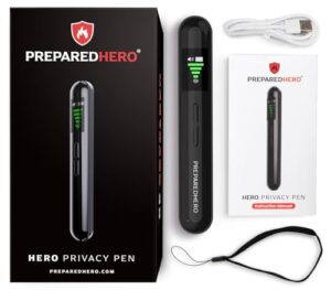 hero privacy pen - 1 pack - hidden camera detector, anti spy, gps tracker detector, portable rf signal finder for airbnb, hotels, bathroom, home, office