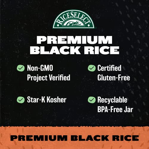 RiceSelect Premium Black Rice, Whole-Grain, Gluten-Free, Non-GMO, and Vegan Rice, BPA-Free 22-Ounce Jar (Pack of 1)