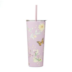 lenox 895738 butterfly meadow lavender stainless steel tumbler with straw