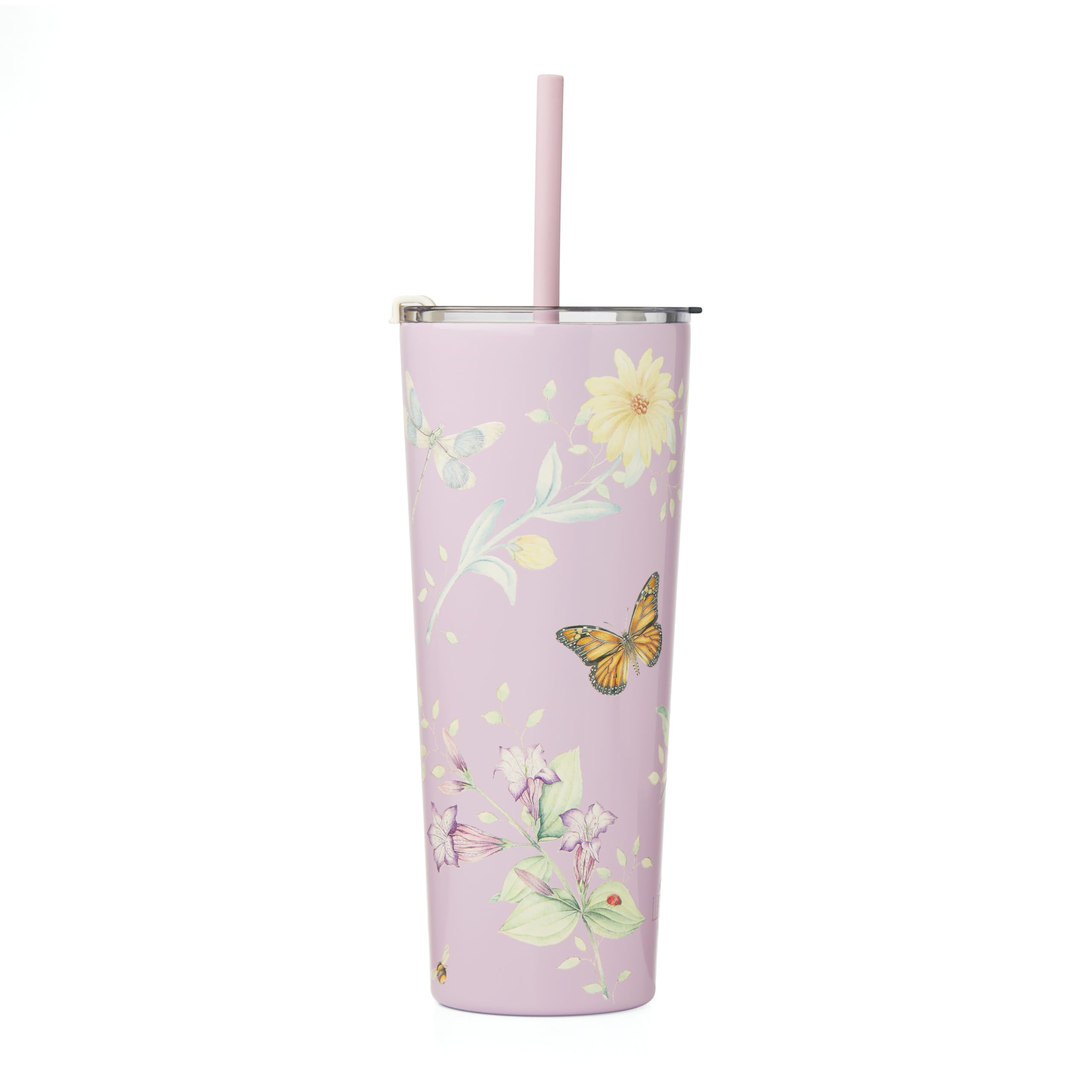 Lenox 895738 Butterfly Meadow Lavender Stainless Steel Tumbler With Straw