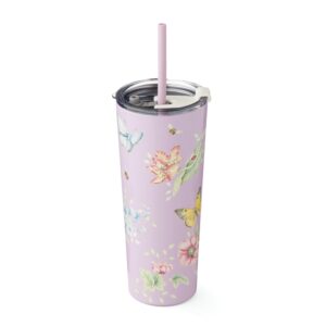 Lenox 895738 Butterfly Meadow Lavender Stainless Steel Tumbler With Straw