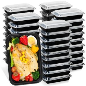 moretoes 50 pack meal prep containers reusable 28 oz, plastic food prep containers with lids, to go containers with lids, bpa-free, microwave/dishwasher/freezer safe