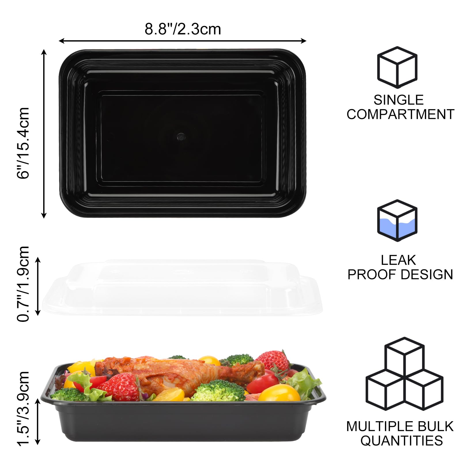 Moretoes 50 Pack Meal Prep Containers Reusable 28 Oz, Plastic Food Prep Containers with Lids, To Go Containers with Lids, BPA-Free, Microwave/Dishwasher/Freezer Safe