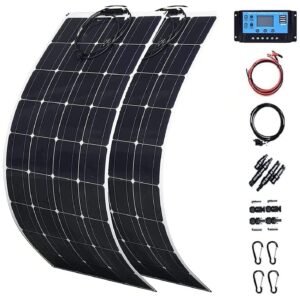 2x 800w watt flexible solar panel flexible solar kit, 1600w monocrystalline solar panel for 18-36v battery charging car battery camper caravan, rv, boat…