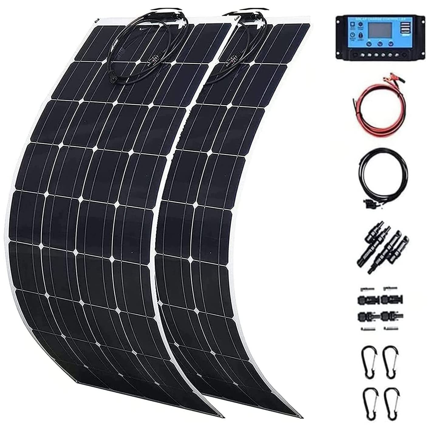 2X 800W Watt Flexible Solar Panel Flexible Solar Kit, 1600W Monocrystalline Solar Panel for 18-36V Battery Charging Car Battery Camper Caravan, RV, Boat…